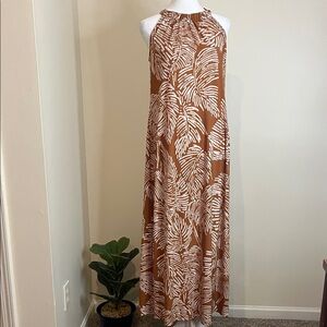 Anne Klein Women’s Brown and White Tropical Maxi Dress Size 4